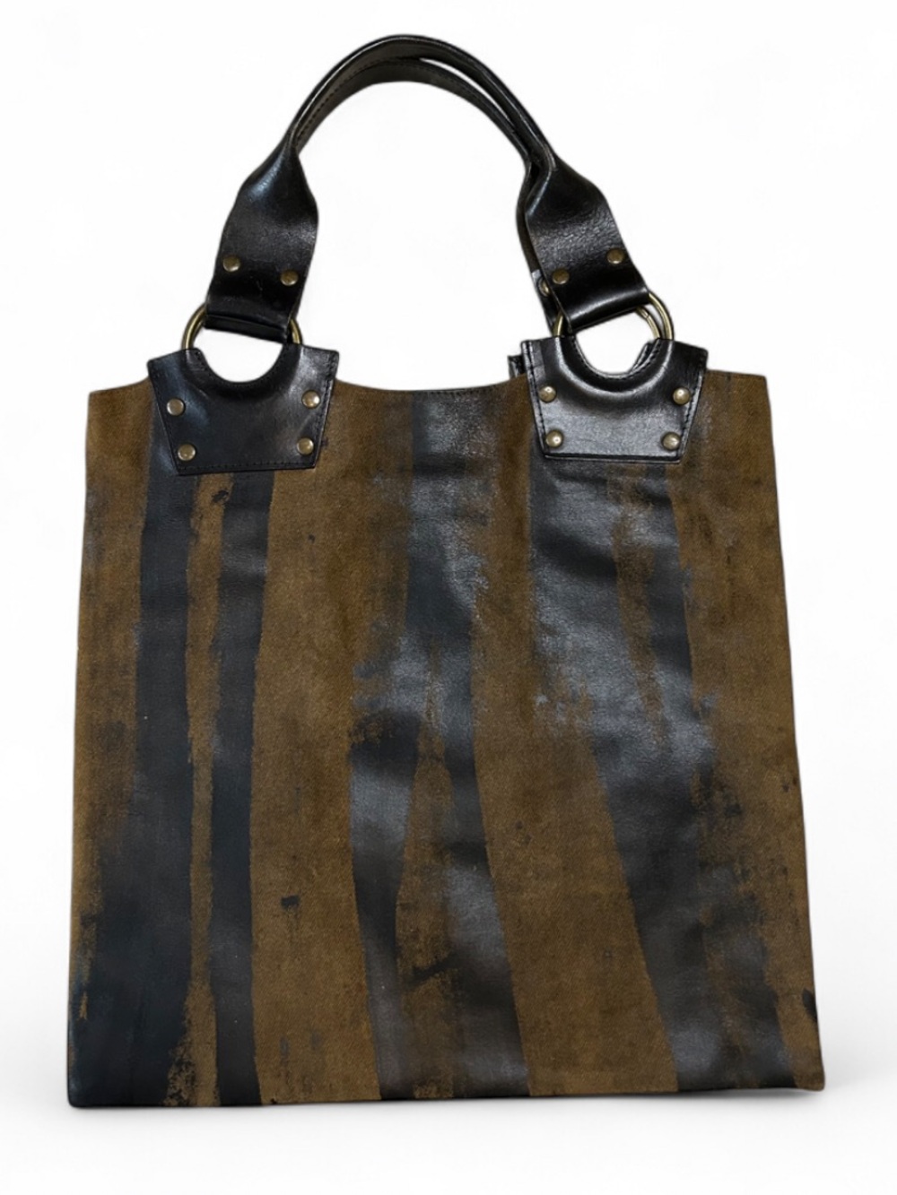 Mackage vintage luxury Brown & Black Leather Tote Bag - Stylish Everyday Carry